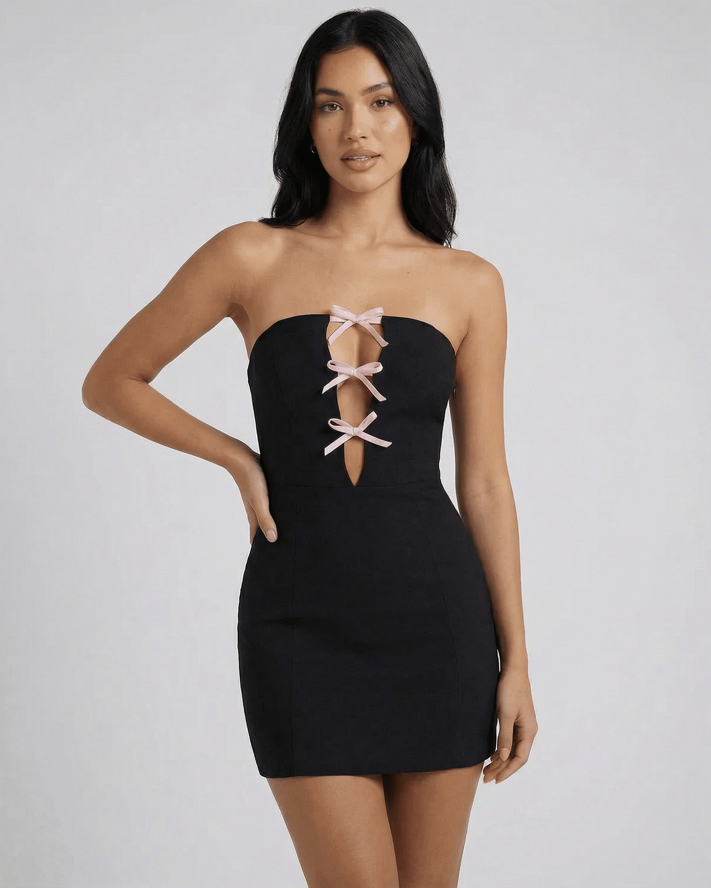 Black Cotton Gown Square Neck Sleeveless Mini Dress | Weddings, front view | Ramblion | SKU: VMD-39174-black-L-411,VMD-39174-black-M-2398,VMD-39174-black-S-2124,VMD-39174-black-XL-4756,VMD-39174-black-XS-8195