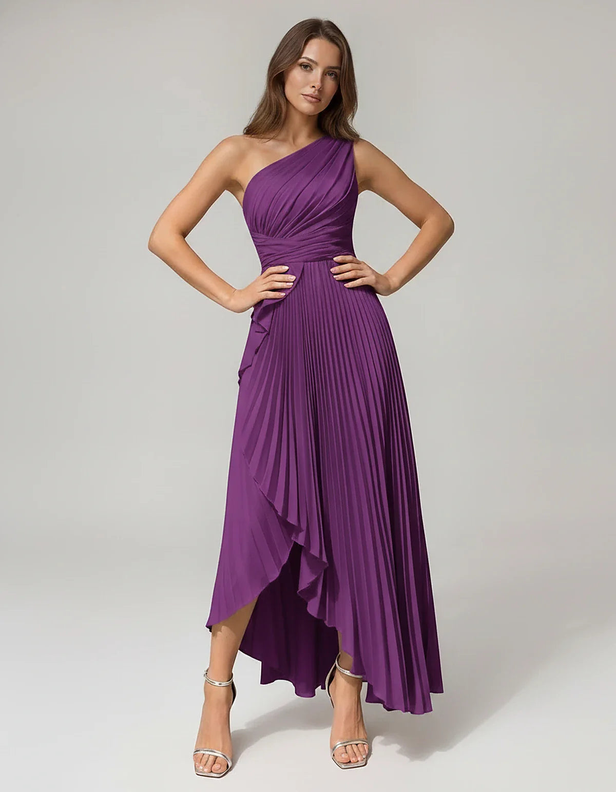 Satin Sleeveless One-Shoulder A-Line Maxi Dress for Party, Cocktail, Evening, Wedding Guest, Bridesmaid, Summer Formal Events | SKU: AMD-582741963851427-PURPLE-L,AMD-582741963851427-PURPLE-M,AMD-582741963851427-PURPLE-S,AMD-582741963851427-PURPLE-XL,AMD-582741963851427-PURPLE-XS