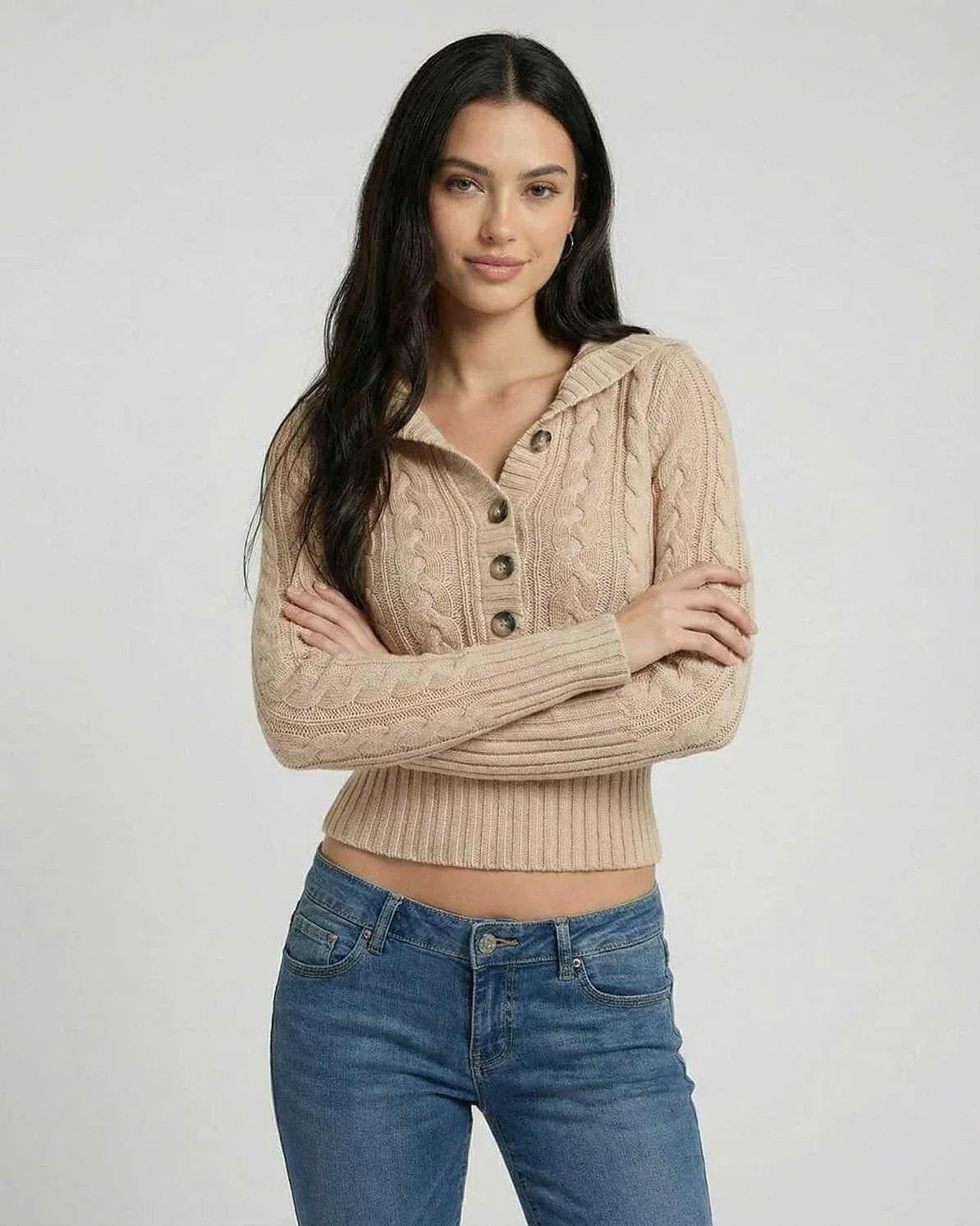 Beige Sweater, front view | Ramblion | SKU: SS-48391-beige-L-338,SS-48391-beige-M-6652,SS-48391-beige-S-1948,SS-48391-beige-XL-7532,SS-48391-beige-XS-4612