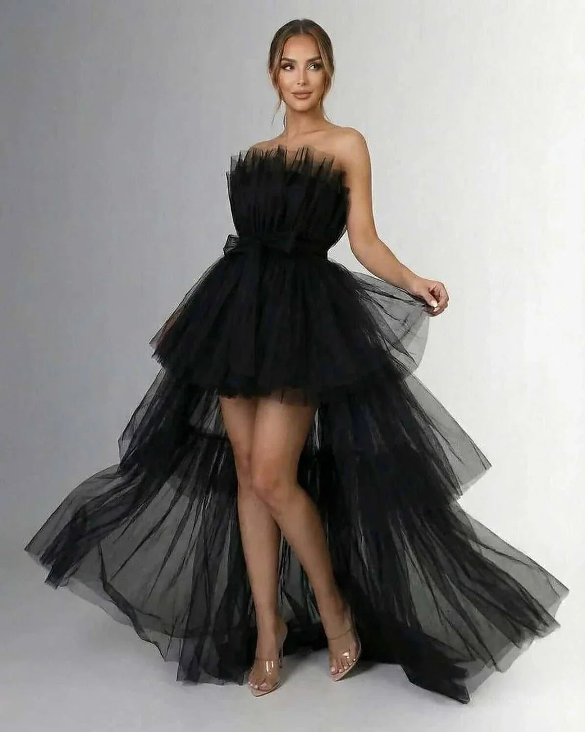 Black Cotton Gown Square Neck Sleeveless Maxi Dress | Black-Tie Events, Night Out & Day-to-Night, front view | Ramblion | SKU: CMX-592837465-black-L-9733,CMX-592837465-black-M-9653,CMX-592837465-black-S-3787,CMX-592837465-black-XL-3926,CMX-592837465-black-XS-9720
