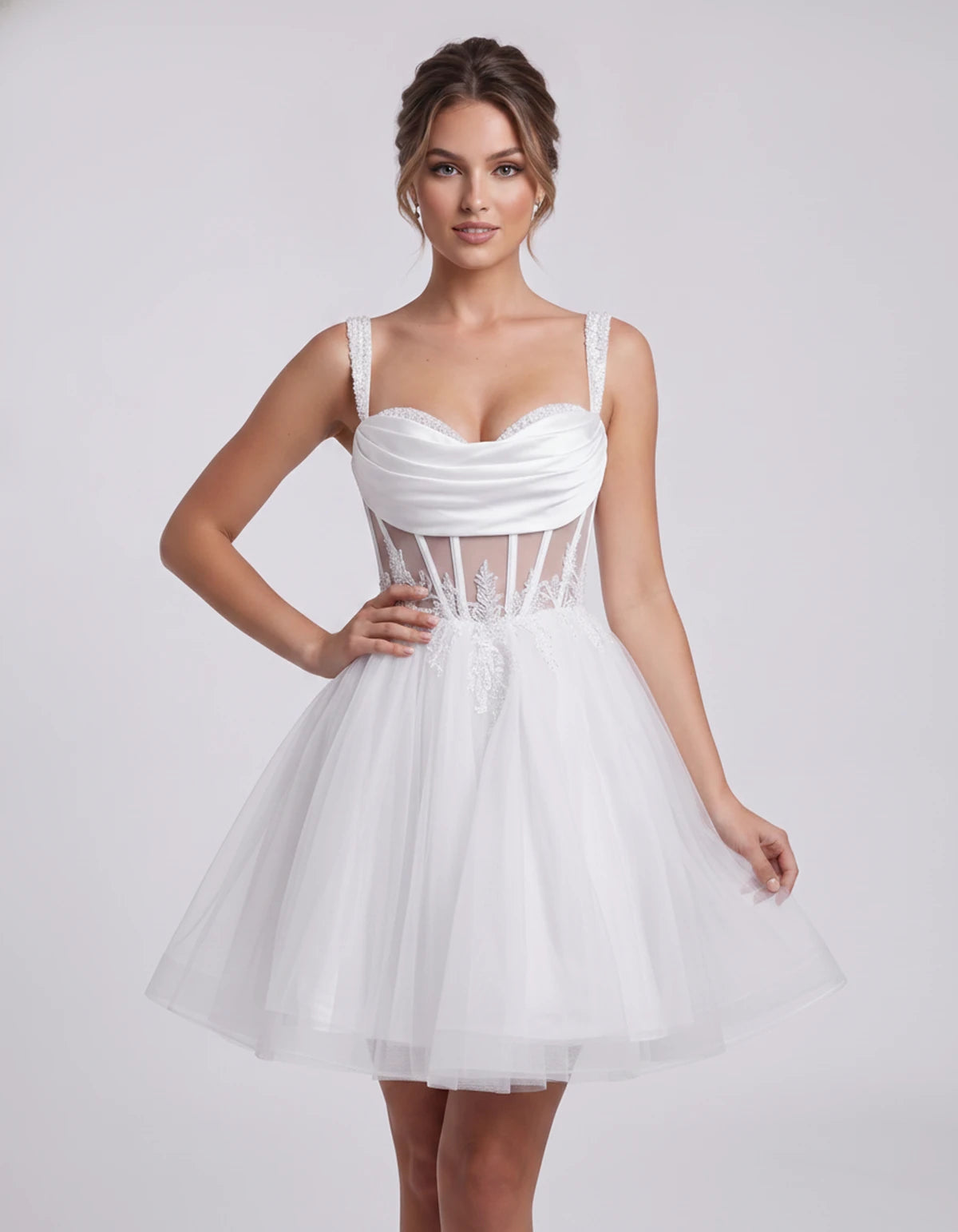 Caravelle Mini Dresses — White | SKU: RB-e7e7aa-white-2,RB-e7e7aa-white-4,RB-e7e7aa-white-6,RB-e7e7aa-white-8,RB-e7e7aa-white-10,RB-e7e7aa-white-12,RB-e7e7aa-white-14,RB-e7e7aa-white-14W,RB-e7e7aa-white-16,RB-e7e7aa-white-16W,RB-e7e7aa-white-18W,RB-e7e7aa-white-20W
