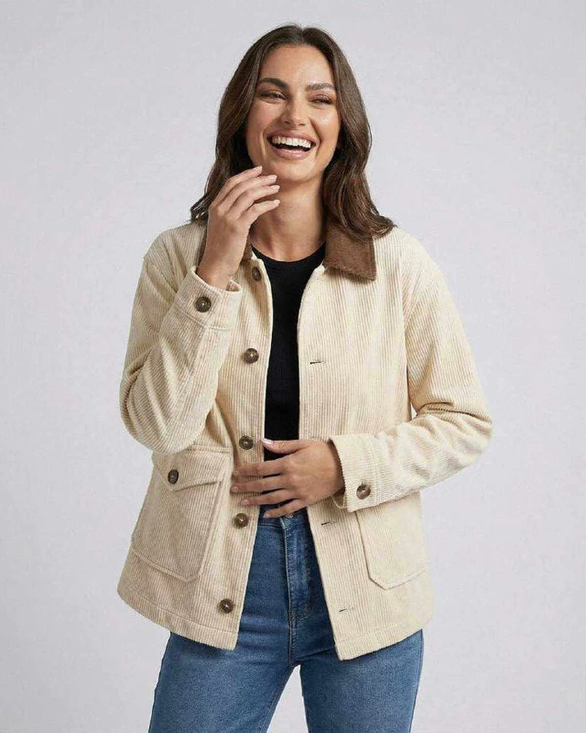 Cream Cotton Jacket, front view | Ramblion | SKU: SJ-48291-cream-L-346-6686,SJ-48291-cream-M-9664-7665,SJ-48291-cream-S-3734-4134,SJ-48291-cream-XL-3723-873,SJ-48291-cream-XS-3161-5467