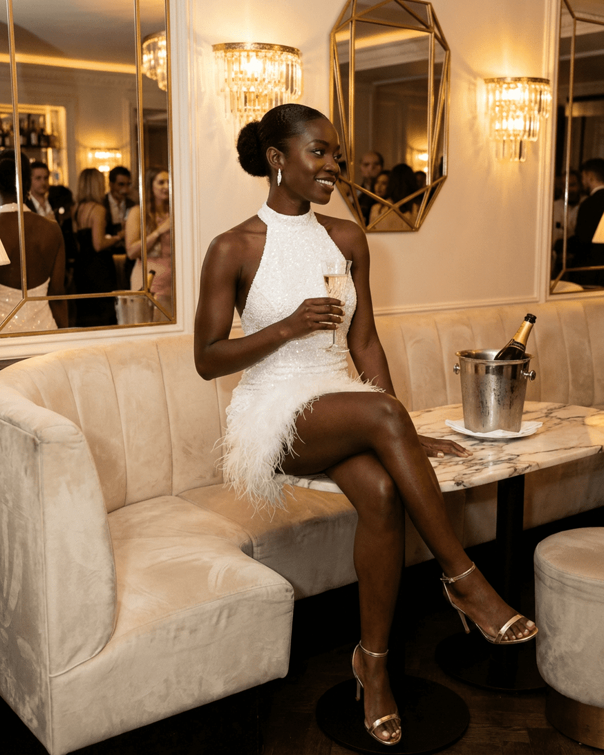 White Bodycon Halter Sleeveless Mini Dress | Formal Events, Party Nights & Everyday Wear, lifestyle shot | Ramblion | SKU: BMD-47192-white-L-2313,BMD-47192-white-M-6755,BMD-47192-white-S-6207,BMD-47192-white-XL-8243,BMD-47192-white-XS-8857