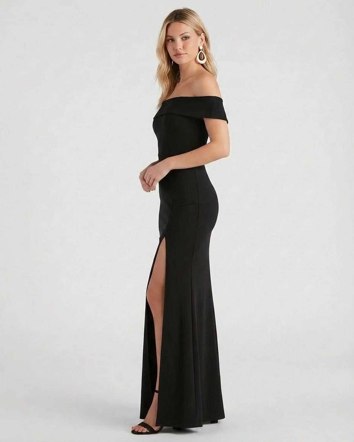 Black Bodycon Bardot Neck Sleeveless Maxi Dress | Wedding Guest, side view | Ramblion | SKU: NMD-63941-black-L-633-2806,NMD-63941-black-M-4776-7356,NMD-63941-black-S-1416-2127,NMD-63941-black-XL-8890-6216,NMD-63941-black-XS-4092-7250