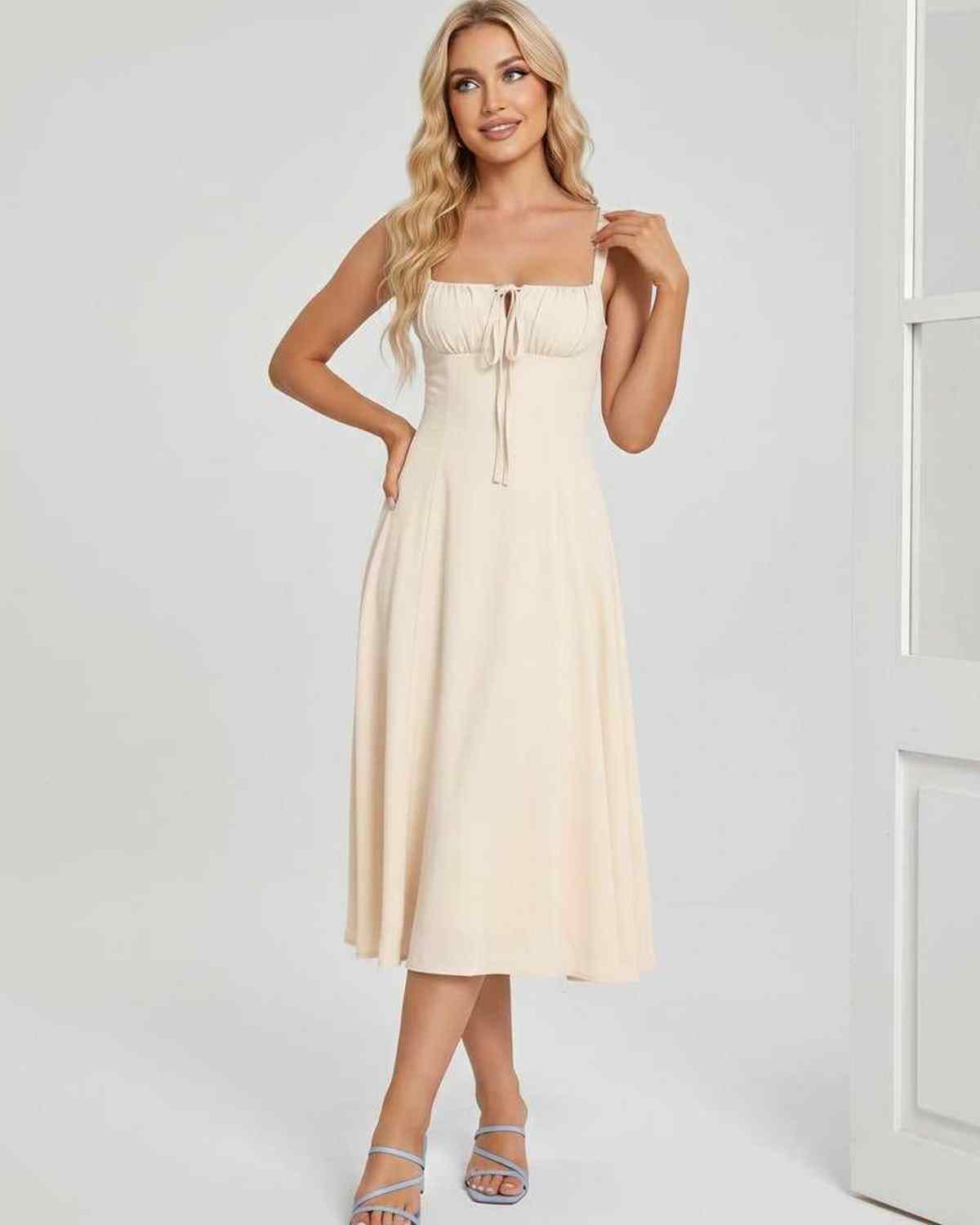 Ramblion Eda midi dress — square neck neckline · styled view 51 · styled for cocktail season
