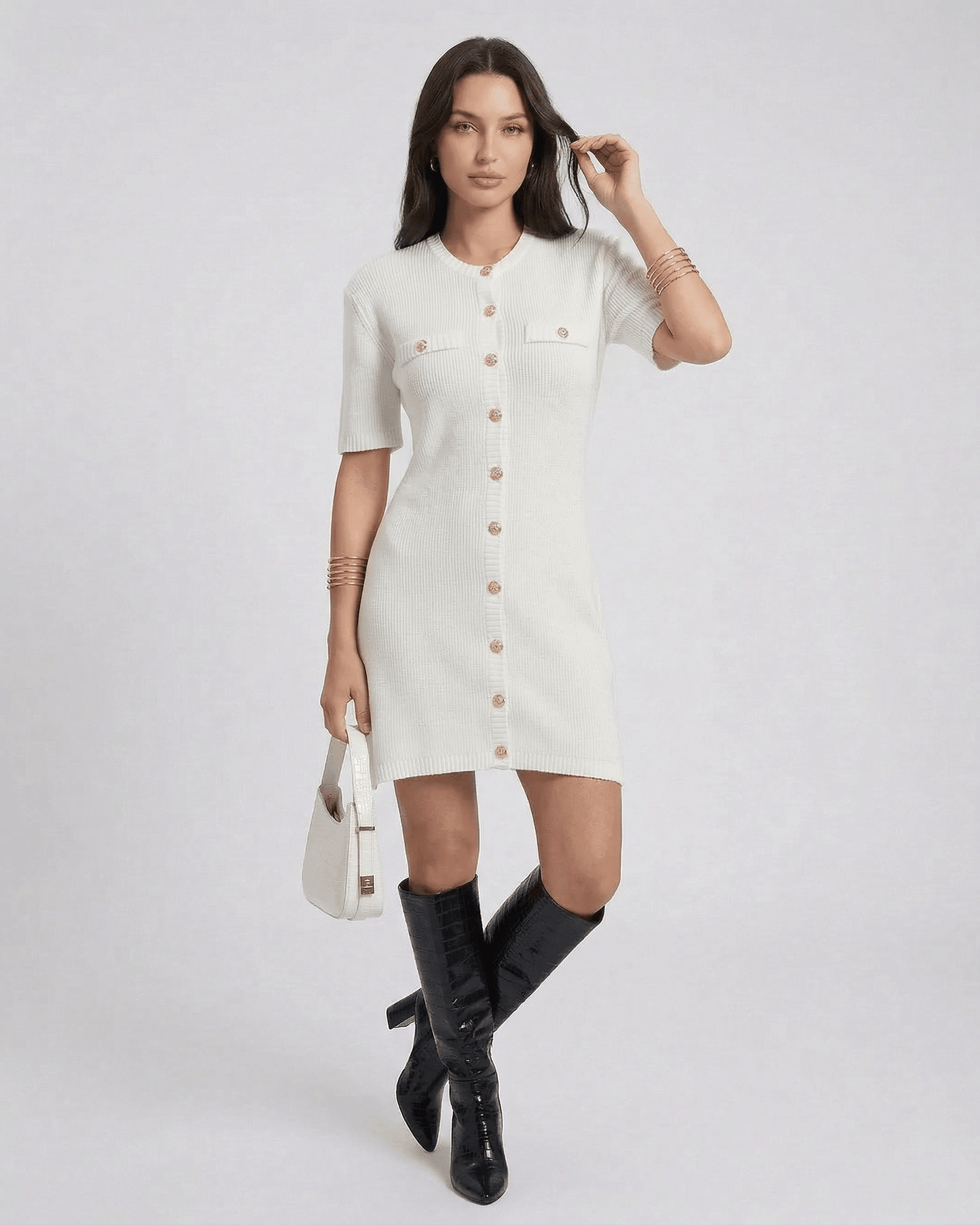White Bodycon Round Neck Sleeveless Mini Dress | Formal Events & Wedding Season, front view | Ramblion | SKU: EMD-481920374-white-L-5606,EMD-481920374-white-M-9610,EMD-481920374-white-S-8662,EMD-481920374-white-XL-8120,EMD-481920374-white-XS-8012
