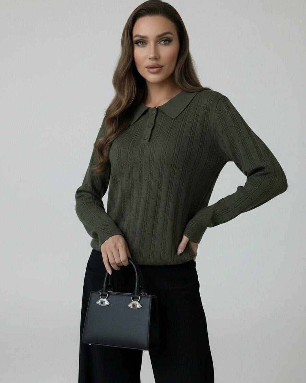 Olive Cotton Sweater, front view | Ramblion | SKU: OS-748261905-olive-L-1198,OS-748261905-olive-M-7680,OS-748261905-olive-S-7238,OS-748261905-olive-XL-7304,OS-748261905-olive-XS-1979