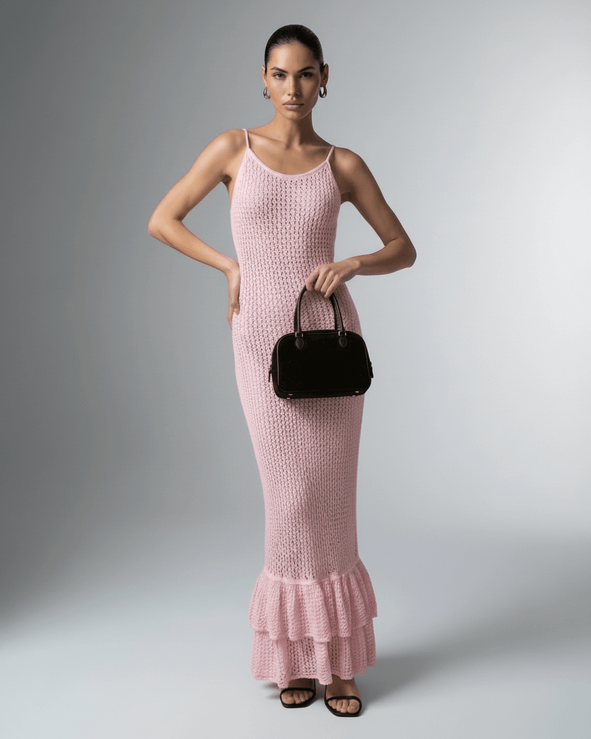 Pink Satin Bodycon V-Neck Sleeveless Maxi Dress | Gala Nights, Wedding Season, Daily Wear & Weekend Wear, front view | Rambli | SKU: RMD-76429-pink-L-2171,RMD-76429-pink-M-3672,RMD-76429-pink-S-6363,RMD-76429-pink-XL-8855,RMD-76429-pink-XS-5039