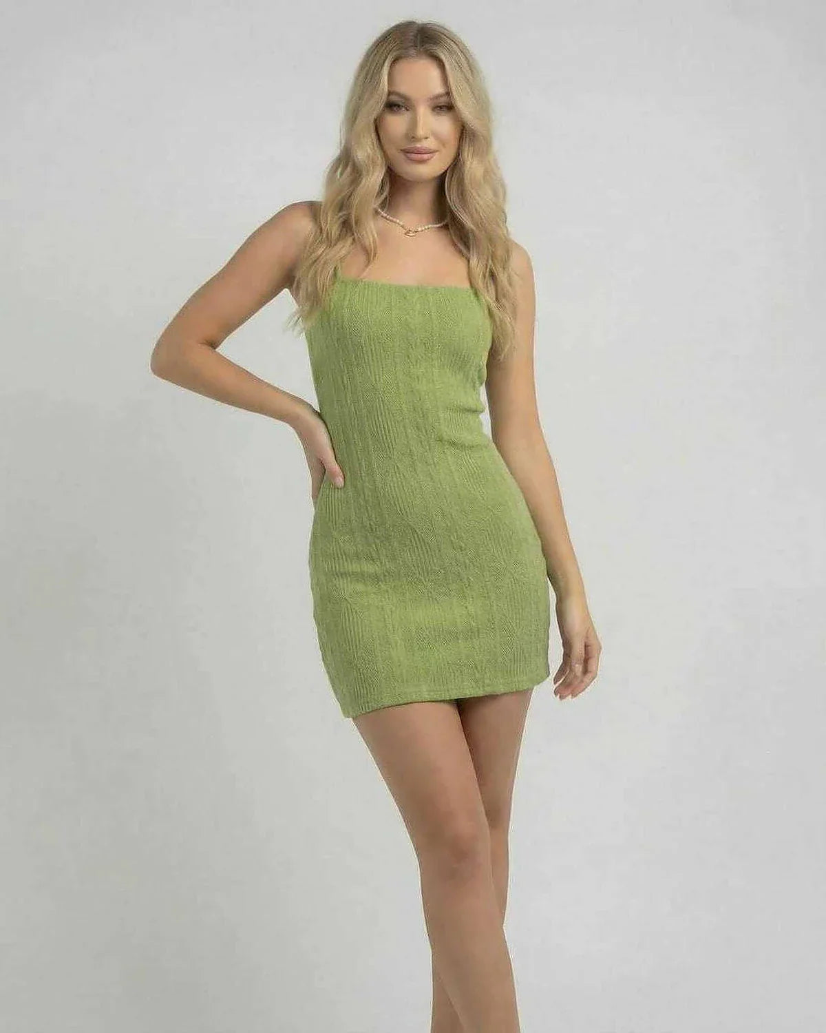 Green A-line Round Neck Sleeveless Mini Dress | Black-Tie Events & Bridal Showers, front view | Ramblion | SKU: VMD-90427-green-L-5182,VMD-90427-green-M-2807,VMD-90427-green-S-8357,VMD-90427-green-XL-3891,VMD-90427-green-XS-5820