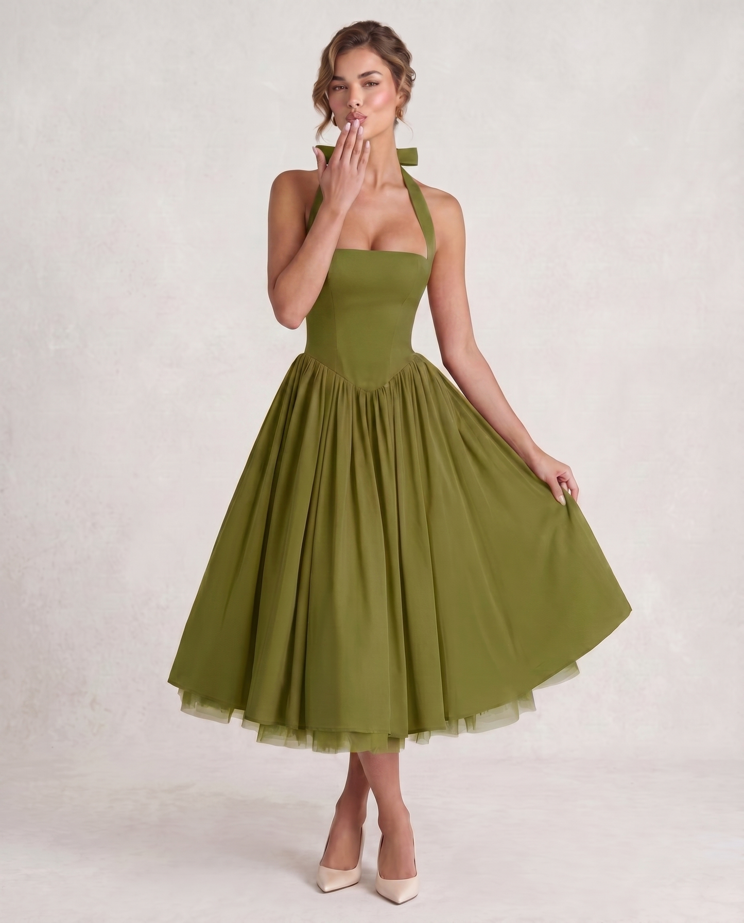 Orange,white,lilac,navy,pink,black,brown,light Blue,red,blue,purple,fuchsia,wine,burgundy,yellow,green Satin Slip Halter Slee | SKU: VMD-583920174618452-GREEN-L,VMD-583920174618452-GREEN-M,VMD-583920174618452-GREEN-S,VMD-583920174618452-GREEN-XL,VMD-583920174618452-GREEN-XS