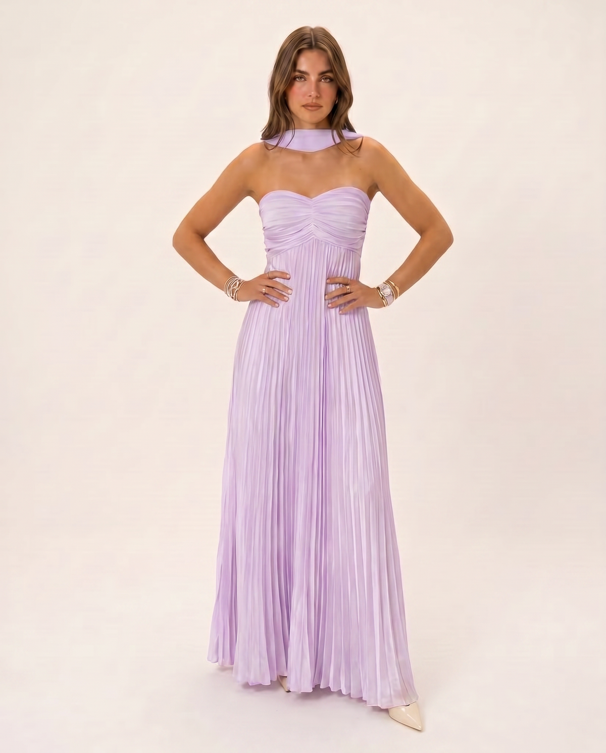 Chiffon Strapless Sweetheart Neckline A-Line Maxi Dress with Scarf for Party, Cocktail, Evening, Wedding Guest & Summer Event | SKU: AMD-584729163847251-LILAC-L,AMD-584729163847251-LILAC-M,AMD-584729163847251-LILAC-S,AMD-584729163847251-LILAC-XL,AMD-584729163847251-LILAC-XS