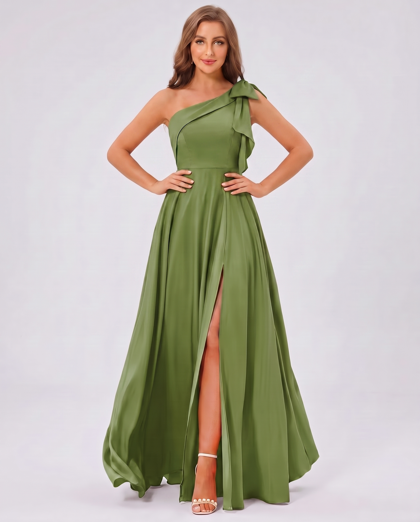 Serella Maxi Dress, front view | Ramblion | SKU: SM-202512252000001-OLIVE-L,SM-202512252000001-OLIVE-M,SM-202512252000001-OLIVE-S,SM-202512252000001-OLIVE-XL,SM-202512252000001-OLIVE-XS