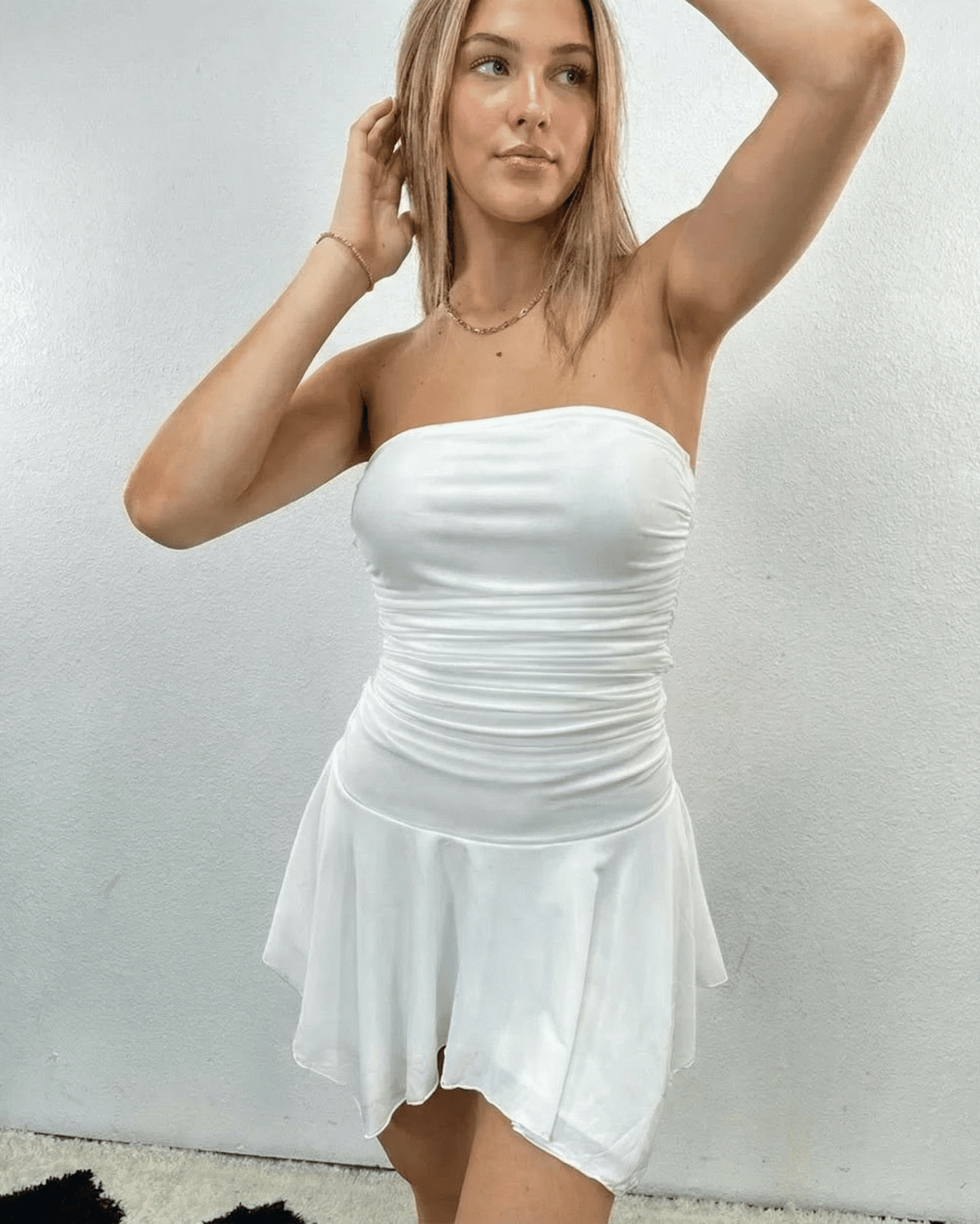 White Cotton Gown Strapless Mini Dress | Formal Events, Cocktail Parties, Day-to-Night & Casual Outings, front view | Ramblio | SKU: EMD-48291-white-L-9624-5339,EMD-48291-white-M-7635-4253,EMD-48291-white-S-4386-5372,EMD-48291-white-XL-6619-5291,EMD-48291-white-XS-9024-8957