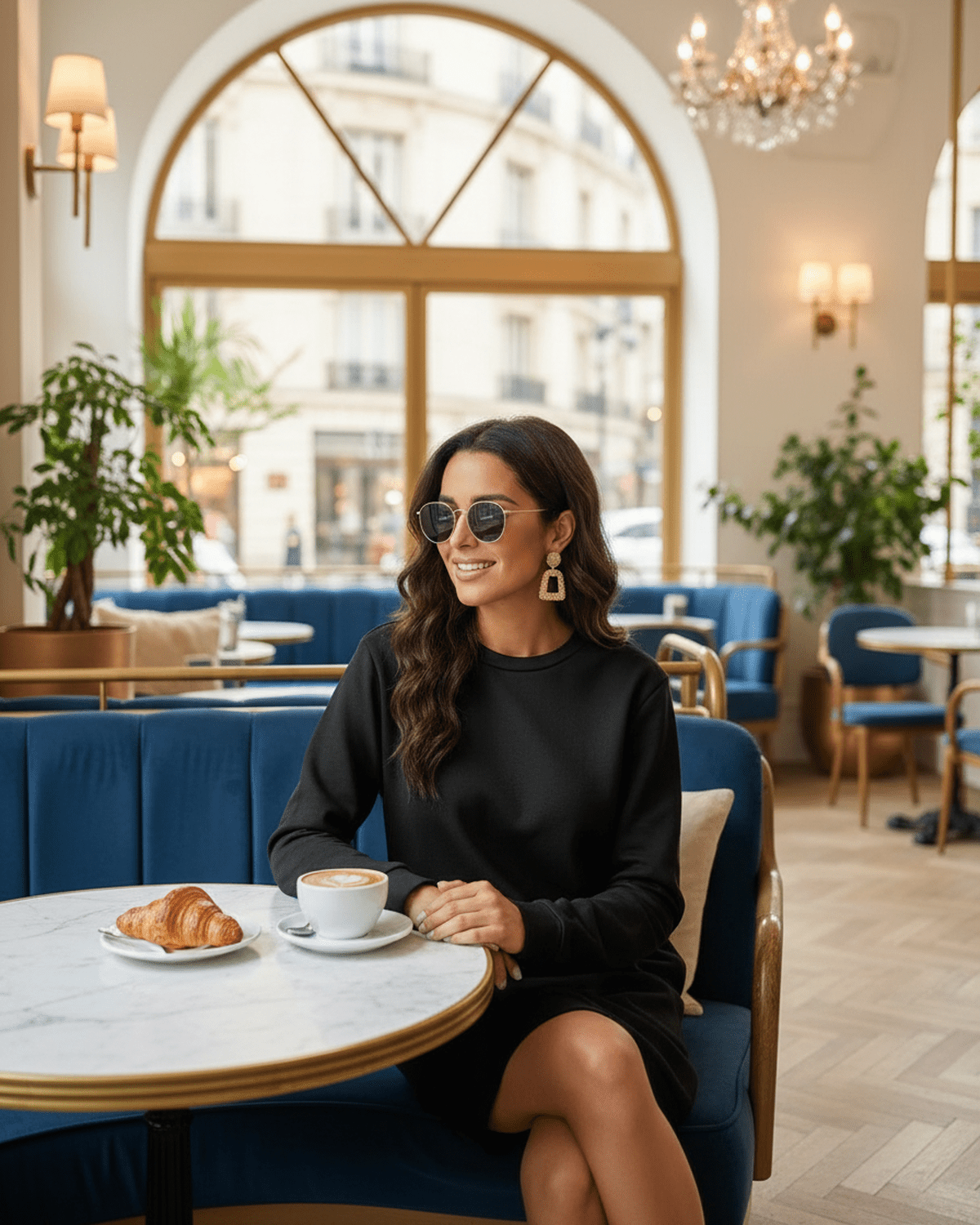 Black Cotton Bodycon Round Neck Long Sleeve Mini Dress | Wedding Guest, lifestyle shot | Ramblion | SKU: NMD-789456123-black-L-5125,NMD-789456123-black-M-9386,NMD-789456123-black-S-4609,NMD-789456123-black-XL-7476,NMD-789456123-black-XS-1905