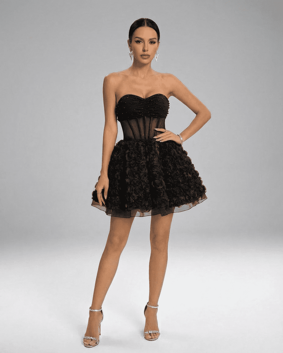 Black Bodycon Strapless Mini Dress | Formal Occasions & Night Out, front view | Ramblion | SKU: NMD-49271-black-L-4537,NMD-49271-black-M-6495,NMD-49271-black-S-2645,NMD-49271-black-XL-9040,NMD-49271-black-XS-8425