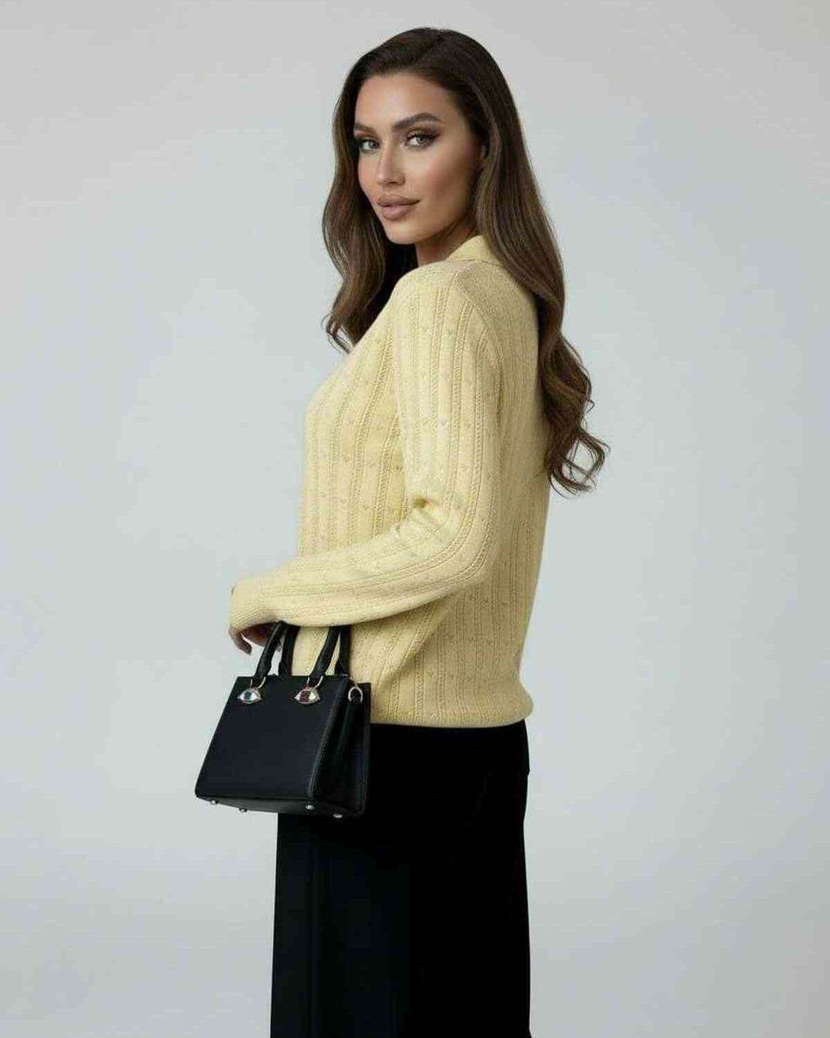 Yellow Cotton Sweater, side view | Ramblion | SKU: SS-726504193-yellow-L-1417,SS-726504193-yellow-M-8472,SS-726504193-yellow-S-2768,SS-726504193-yellow-XL-7614,SS-726504193-yellow-XS-9481