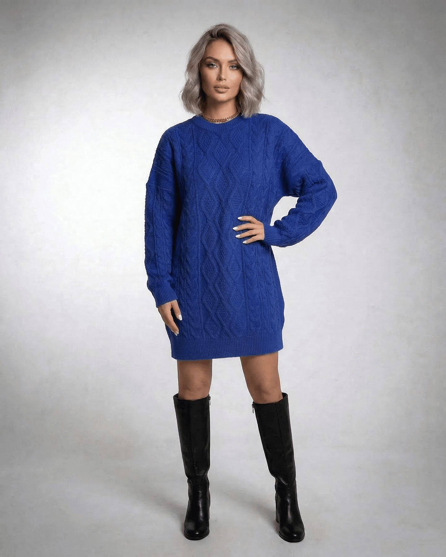 Blue Bodycon Round Neck Long Sleeve Mini Dress | Wedding Season, front view | Ramblion | SKU: RMD-291837465-blue-L-7717,RMD-291837465-blue-M-9737,RMD-291837465-blue-S-5194,RMD-291837465-blue-XL-2022,RMD-291837465-blue-XS-7227