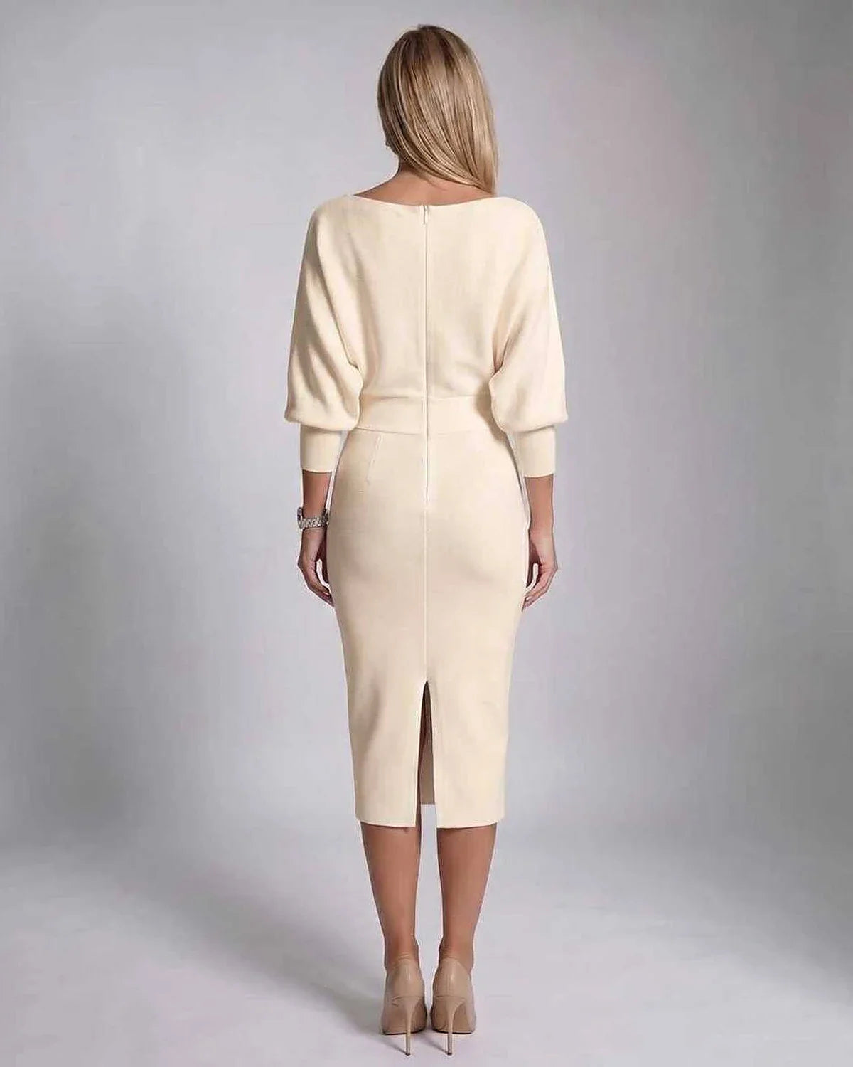 White,gray,navy,green,black,yellow,light Blue,beige Knit Bodycon Cowl Neck Long Sleeve Midi Dress | Formal Events & Cocktail | SKU: RB-827638-BEIGE-L,RB-827638-BEIGE-M,RB-827638-BEIGE-S,RB-827638-BEIGE-XL,RB-827638-BEIGE-XS