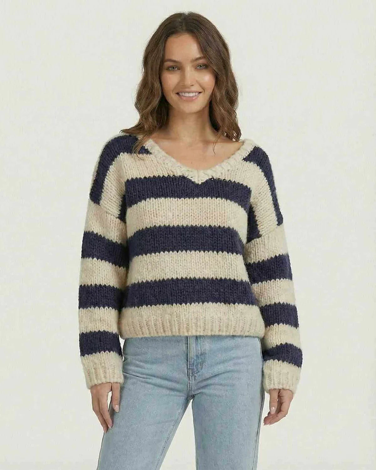 White Pullover, front view | Ramblion | SKU: CP-74821-navyivory-L-1392,CP-74821-navyivory-M-7440,CP-74821-navyivory-S-2420,CP-74821-navyivory-XL-5519,CP-74821-navyivory-XS-3476