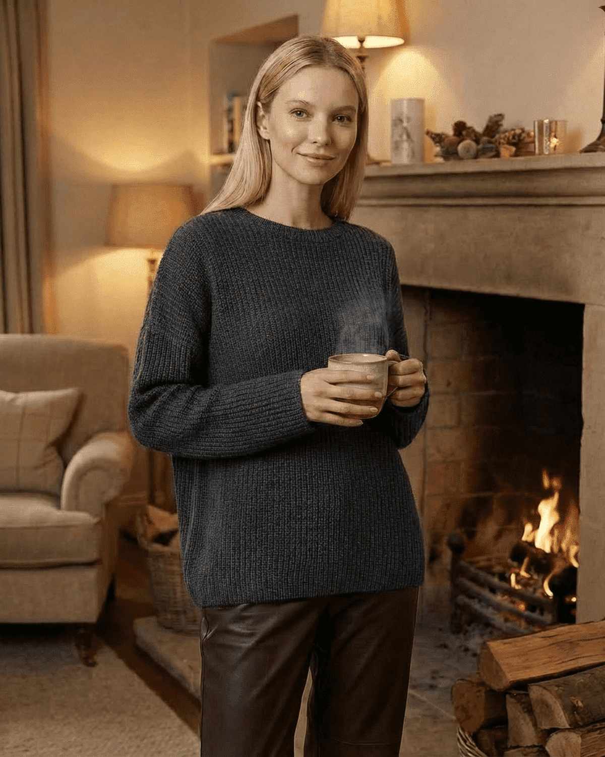 Grey Sweater, lifestyle shot | Ramblion | SKU: VS-84327-charcoal-L-1161,VS-84327-charcoal-M-8809,VS-84327-charcoal-S-3905,VS-84327-charcoal-XL-4256,VS-84327-charcoal-XS-3017
