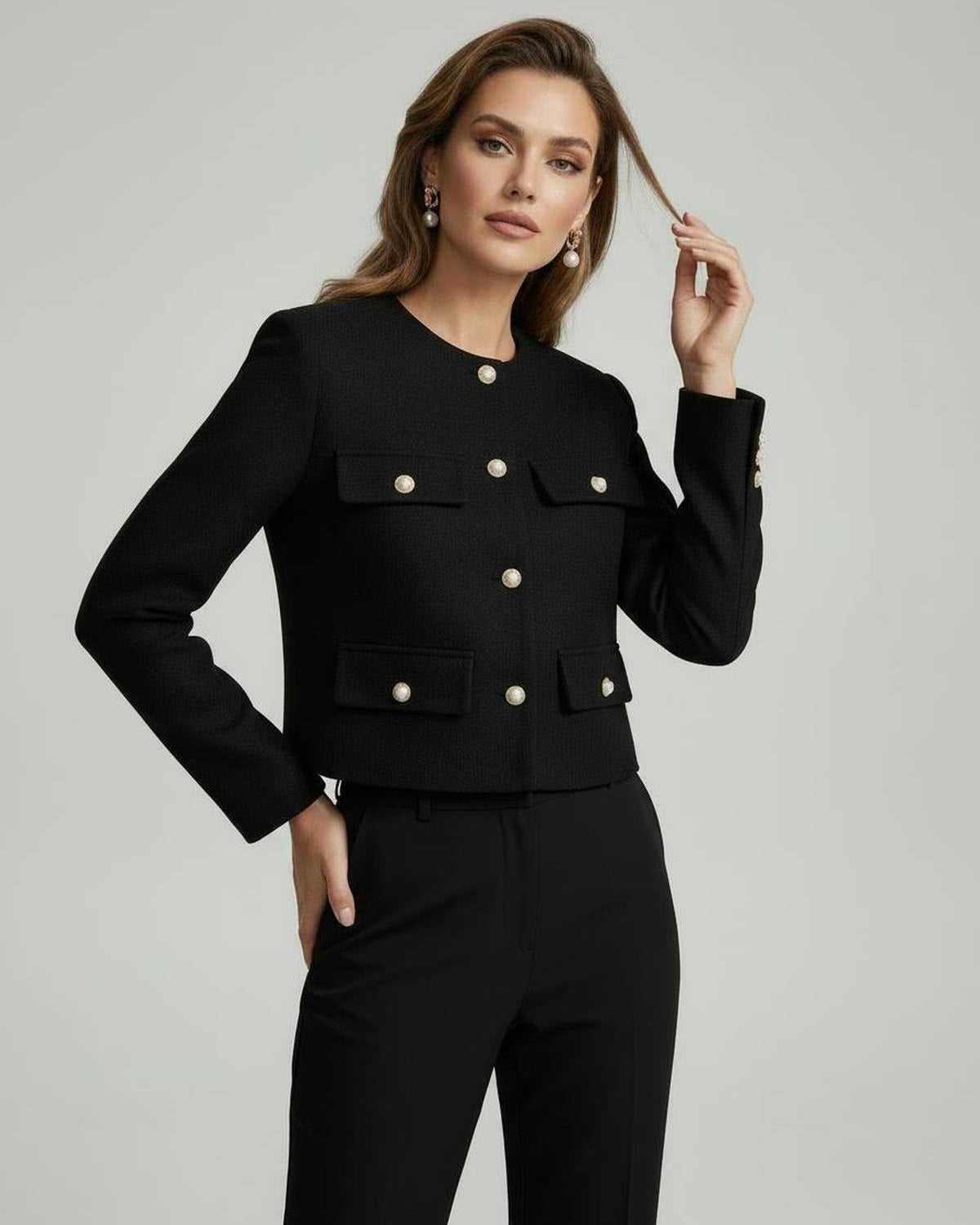 Black Jacket, front view | Ramblion | SKU: NJ-72981-black-L-2793,NJ-72981-black-M-5746,NJ-72981-black-S-3836,NJ-72981-black-XL-8968,NJ-72981-black-XS-2795
