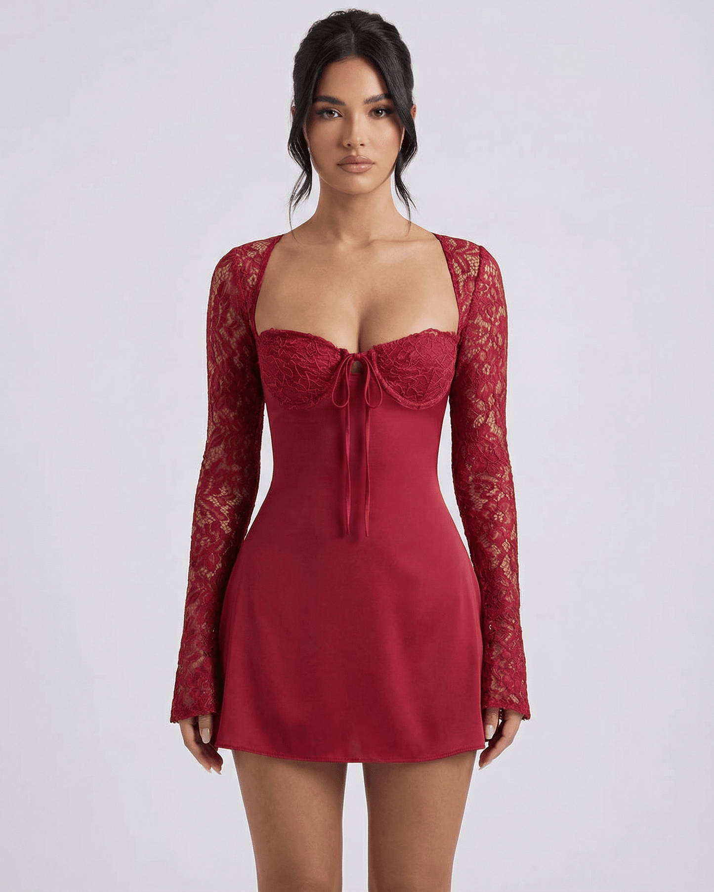 Red Satin Bodycon Square Neck Sleeveless Mini Dress | Gala Nights & Party Nights, front view | Ramblion | SKU: VMD-74281-red-L-4601,VMD-74281-red-M-1771,VMD-74281-red-S-520,VMD-74281-red-XL-7775,VMD-74281-red-XS-695