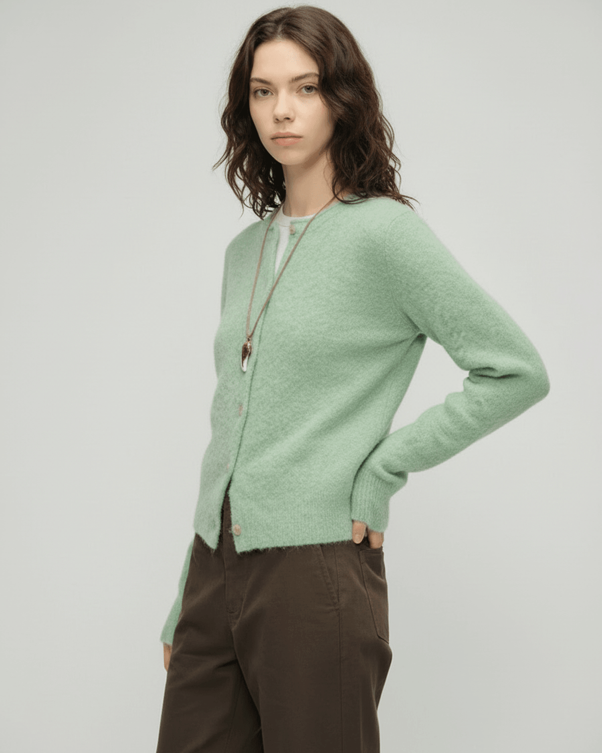 Green Cardigan, front view | Ramblion | SKU: SC-482905173-GREEN-L-9310,SC-482905173-GREEN-M-2821,SC-482905173-GREEN-S-6641,SC-482905173-GREEN-XL-3654,SC-482905173-GREEN-XS-9486
