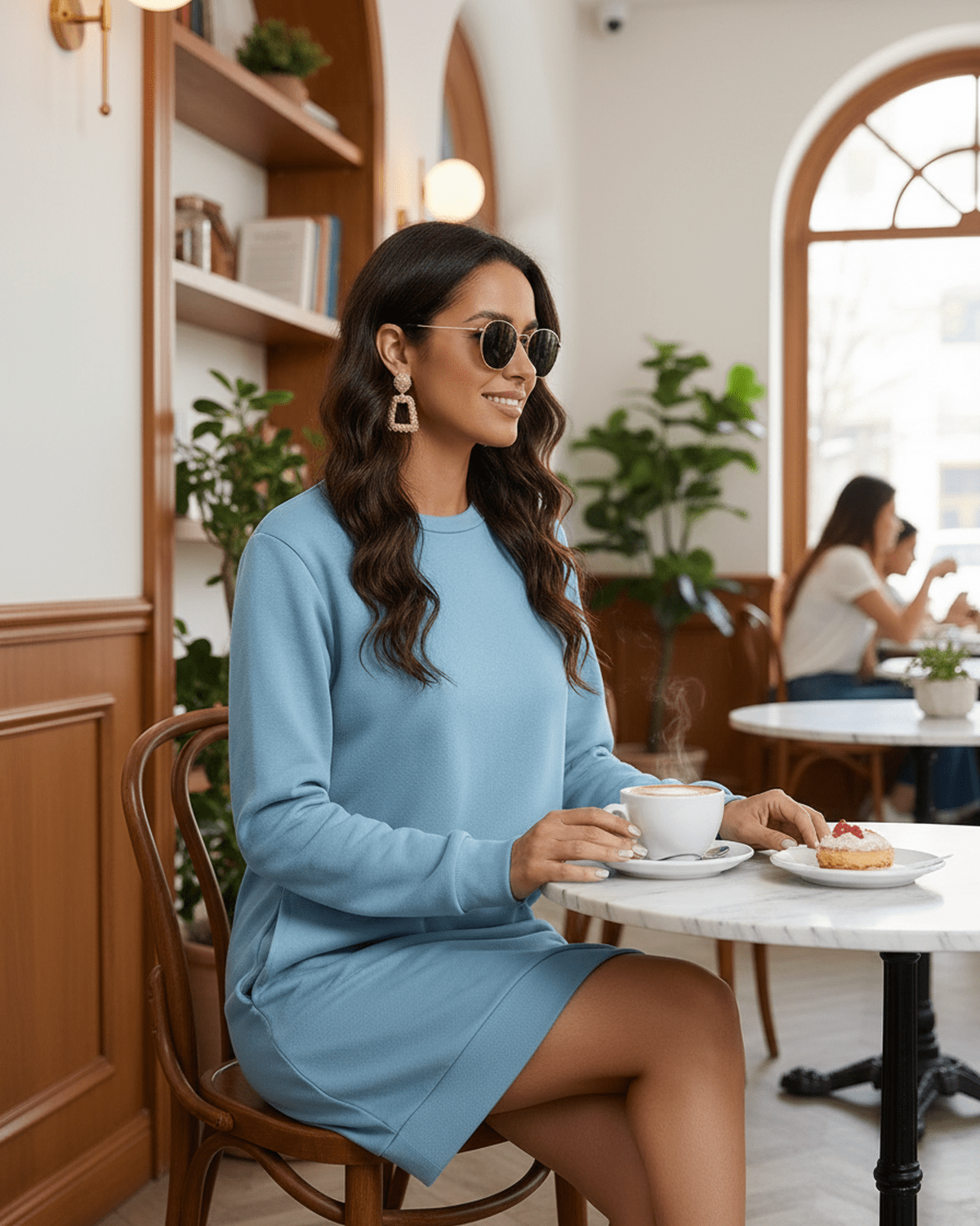 White Cotton Bodycon Round Neck Long Sleeve Mini Dress | Evening Events & Bridal Showers, lifestyle shot | Ramblion | SKU: CMD-492837165-lightblue-L-7132,CMD-492837165-lightblue-M-2729,CMD-492837165-lightblue-S-5238,CMD-492837165-lightblue-XL-5176,CMD-492837165-lightblue-XS-8232