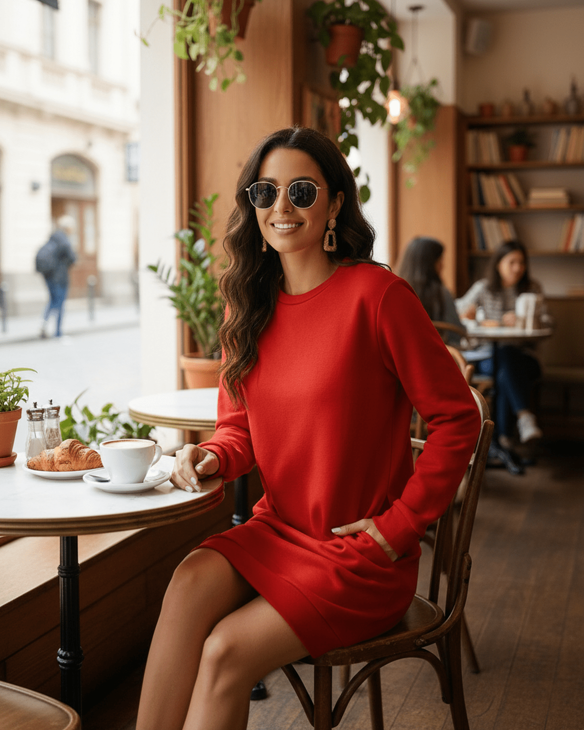 Red Cotton Bodycon Round Neck Long Sleeve Mini Dress | Formal Events & Wedding Season, lifestyle shot | Ramblion | SKU: RMD-836245709-red-L-9631,RMD-836245709-red-M-7661,RMD-836245709-red-S-1613,RMD-836245709-red-XL-4613,RMD-836245709-red-XS-9976