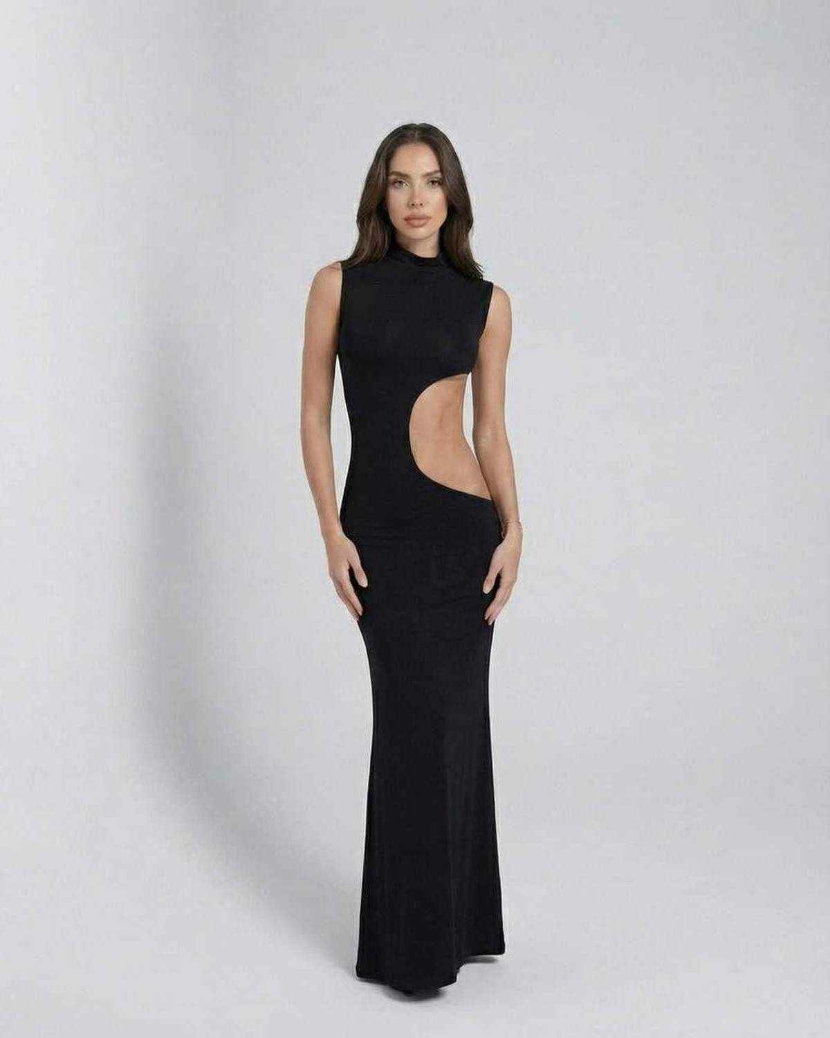 Came Maxi Dress featuring a contemporary cutout waist, sleek silhouette, and elegant design by RAMBLION.