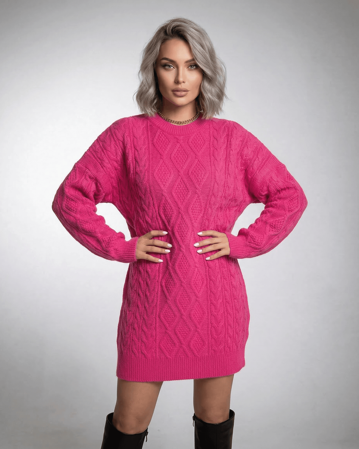 Espy Mini Dress in vibrant pink, 100% Polyester Satin, relaxed silhouette perfect for casual or special occasions by RAMBLION.