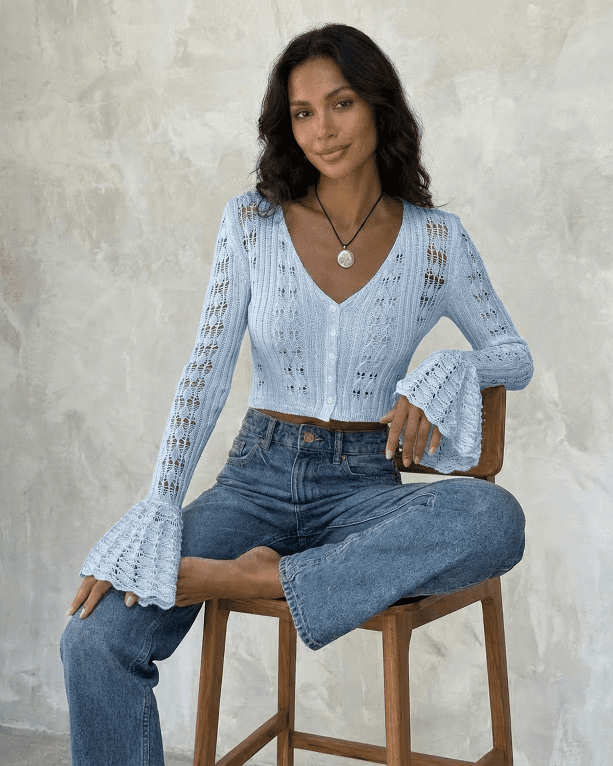 Blue Cotton Cardigan, front view | Ramblion | SKU: AC-27491-blue-L-1615,AC-27491-blue-M-8753,AC-27491-blue-S-4016,AC-27491-blue-XL-8220,AC-27491-blue-XS-9063