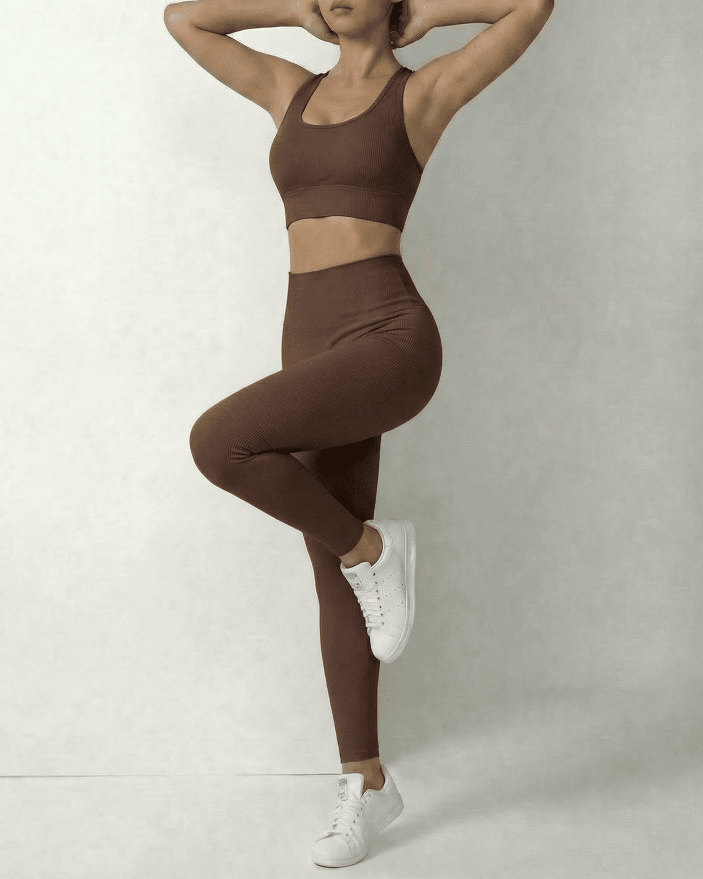 Brown Leggings, side view | Ramblion | SKU: HZL-32789-brown-L-5261,HZL-32789-brown-M-5224,HZL-32789-brown-S-1335,HZL-32789-brown-XL-9698,HZL-32789-brown-XS-9682