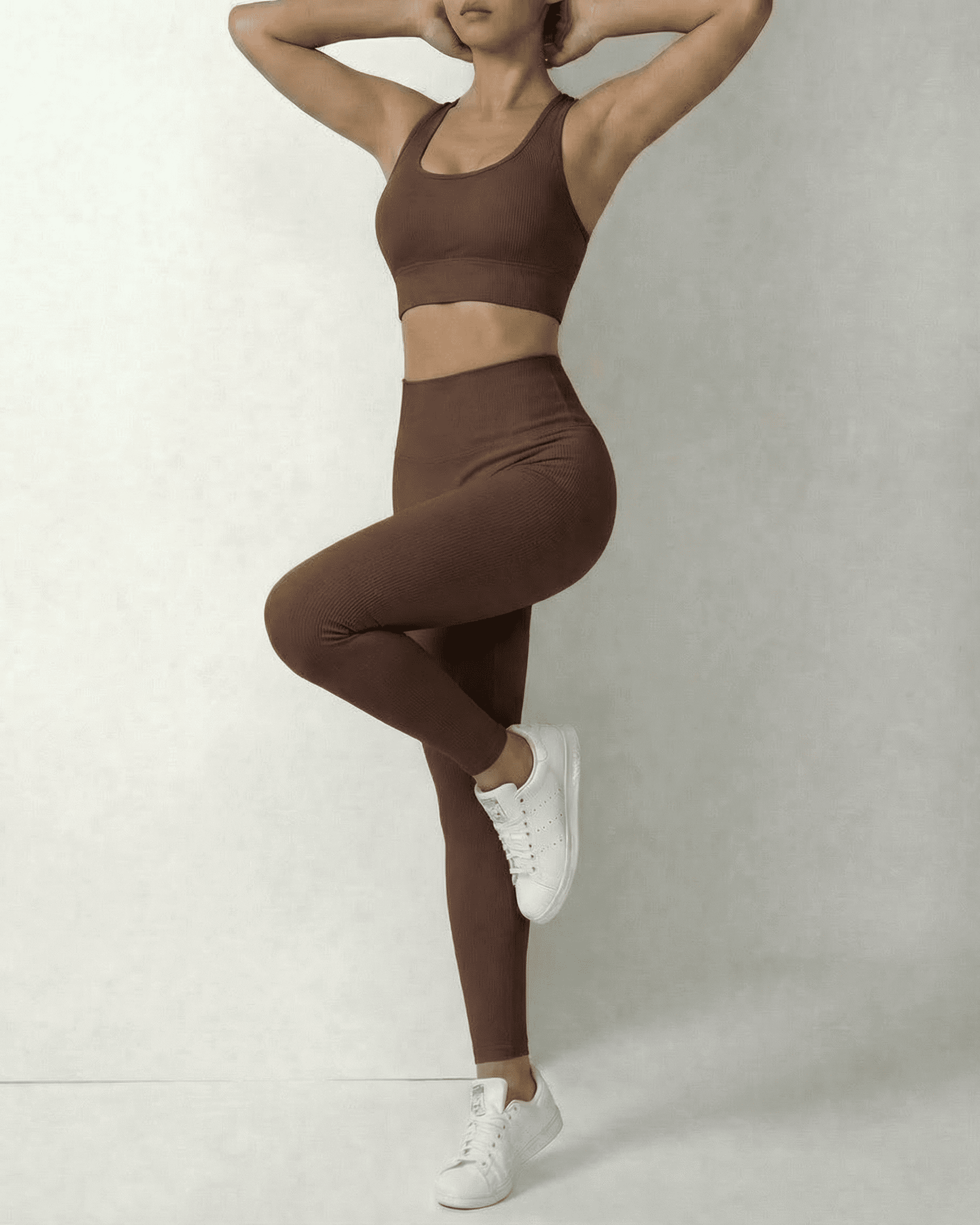 Brown Leggings, side view | Ramblion | SKU: HZL-32789-brown-L-5261,HZL-32789-brown-M-5224,HZL-32789-brown-S-1335,HZL-32789-brown-XL-9698,HZL-32789-brown-XS-9682