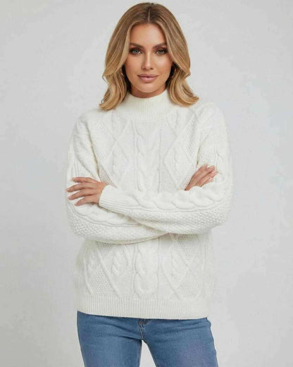 Chiffon Sweater by RAMBLION, oversized cable knit design, cozy feel, perfect for casual outings.