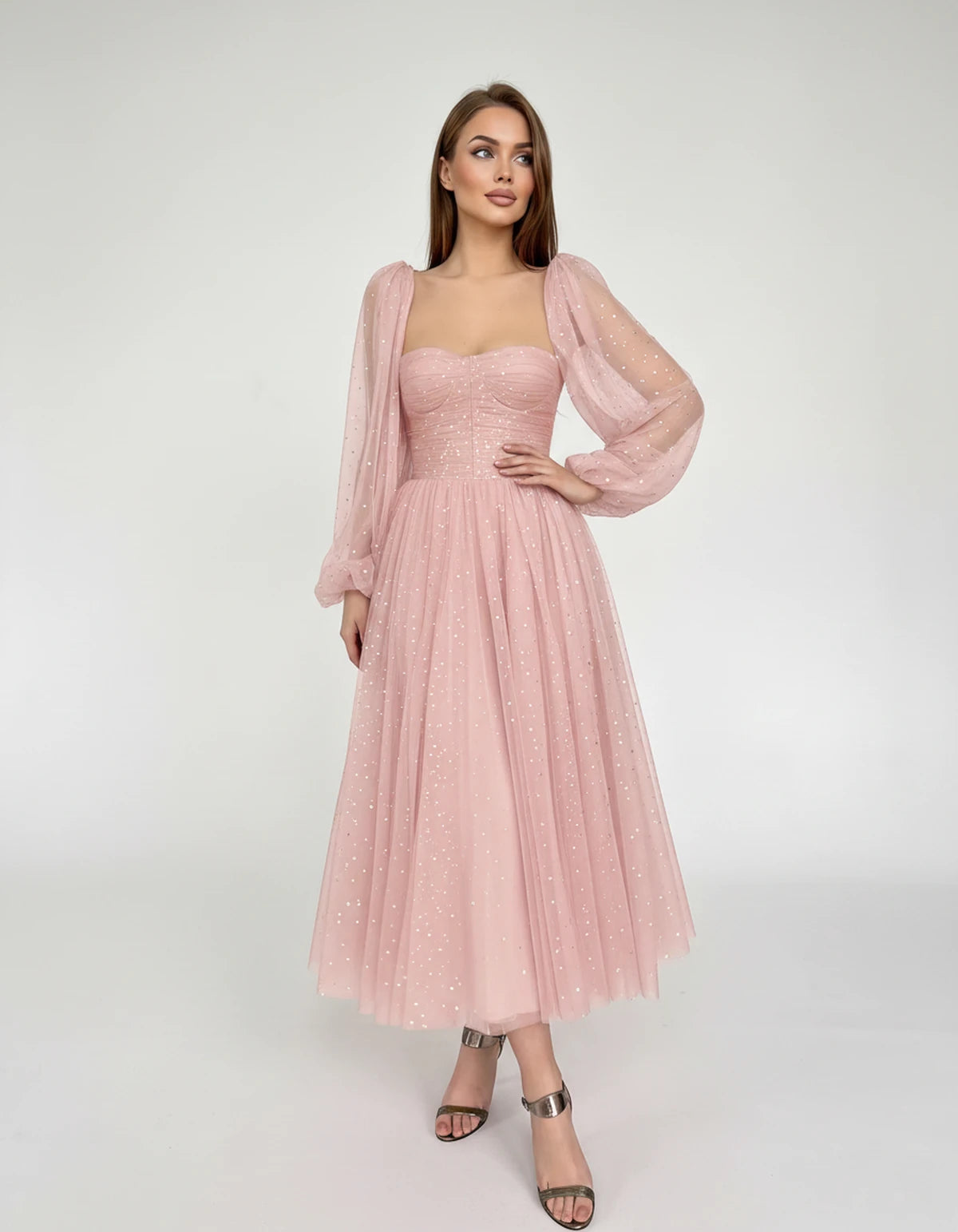 Adelaide Midi Dresses — 02-flesh Pink | SKU: RB-0d710f-02fles75-2,RB-0d710f-02fles75-4,RB-0d710f-02fles75-6,RB-0d710f-02fles75-8,RB-0d710f-02fles75-10,RB-0d710f-02fles75-12,RB-0d710f-02fles75-14,RB-0d710f-02fles75-16,RB-0d710f-02fles75-16W,RB-0d710f-02fles75-18W,RB-0d710f-02fles75-20W,RB-0d710f-02fles75-22W