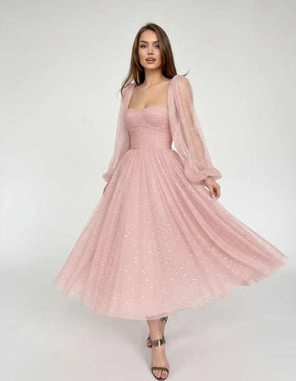 Adelaide Midi Dresses — 02-flesh Pink | SKU: RB-0d710f-02fles75-2,RB-0d710f-02fles75-4,RB-0d710f-02fles75-6,RB-0d710f-02fles75-8,RB-0d710f-02fles75-10,RB-0d710f-02fles75-12,RB-0d710f-02fles75-14,RB-0d710f-02fles75-16,RB-0d710f-02fles75-16W,RB-0d710f-02fles75-18W,RB-0d710f-02fles75-20W,RB-0d710f-02fles75-22W