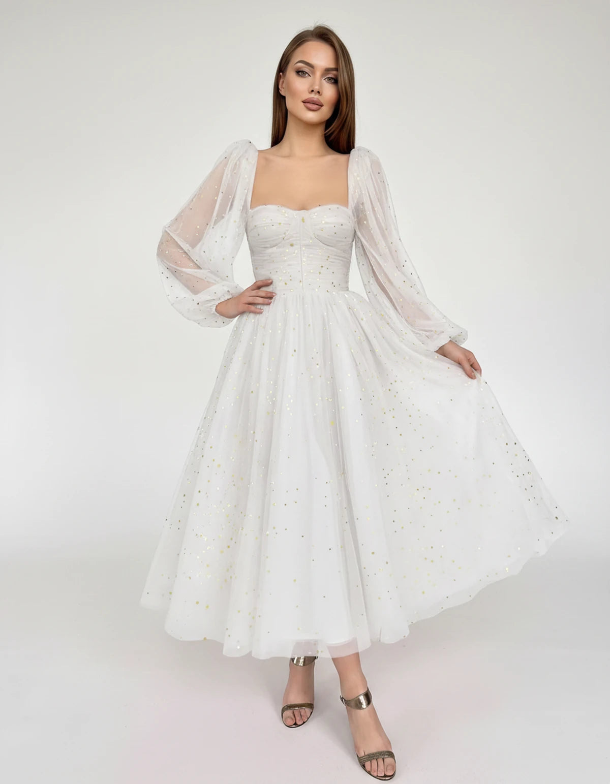 Adelaide Midi Dresses — 02-white | SKU: RB-0d710f-02white-2,RB-0d710f-02white-4,RB-0d710f-02white-6,RB-0d710f-02white-8,RB-0d710f-02white-10,RB-0d710f-02white-12,RB-0d710f-02white-14,RB-0d710f-02white-16,RB-0d710f-02white-16W,RB-0d710f-02white-18W,RB-0d710f-02white-20W,RB-0d710f-02white-22W
