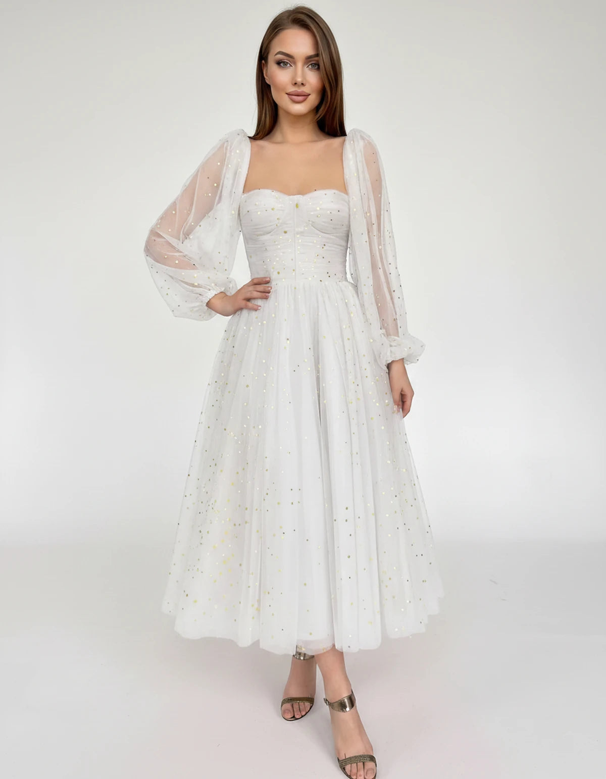 Adelaide Midi Dresses — 02-white | SKU: RB-0d710f-02white-2,RB-0d710f-02white-4,RB-0d710f-02white-6,RB-0d710f-02white-8,RB-0d710f-02white-10,RB-0d710f-02white-12,RB-0d710f-02white-14,RB-0d710f-02white-16,RB-0d710f-02white-16W,RB-0d710f-02white-18W,RB-0d710f-02white-20W,RB-0d710f-02white-22W
