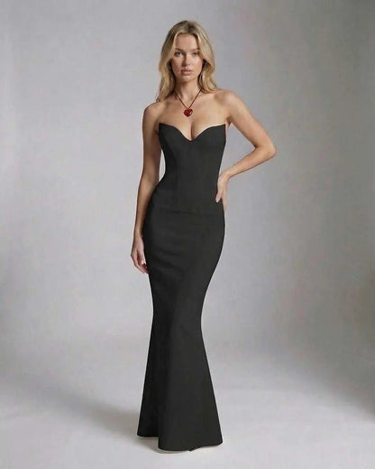 Black Satin Gown Round Neck Long Sleeve Maxi Dress | Formal Events, Cocktail Parties & Wedding Guest, front view | Ramblion | SKU: CMD-783945612-black-L-4483,CMD-783945612-black-M-1117,CMD-783945612-black-S-6170,CMD-783945612-black-XL-2910,CMD-783945612-black-XS-9849