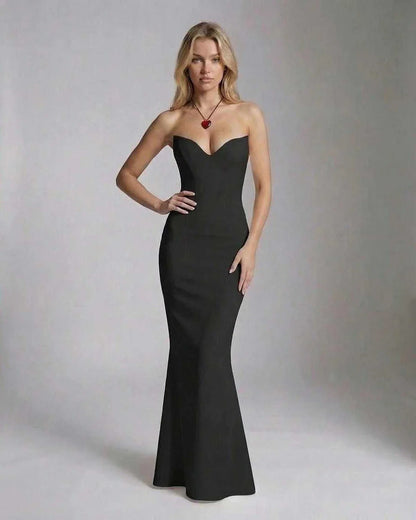 Black Satin Gown Round Neck Long Sleeve Maxi Dress | Formal Events, Cocktail Parties & Wedding Guest, front view | Ramblion | SKU: CMD-783945612-black-L-4483,CMD-783945612-black-M-1117,CMD-783945612-black-S-6170,CMD-783945612-black-XL-2910,CMD-783945612-black-XS-9849