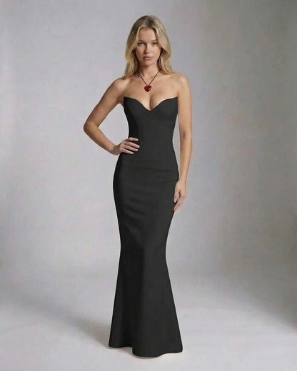Black Satin Gown Round Neck Long Sleeve Maxi Dress | Formal Events, Cocktail Parties & Wedding Guest, front view | Ramblion | SKU: CMD-783945612-black-L-4483,CMD-783945612-black-M-1117,CMD-783945612-black-S-6170,CMD-783945612-black-XL-2910,CMD-783945612-black-XS-9849