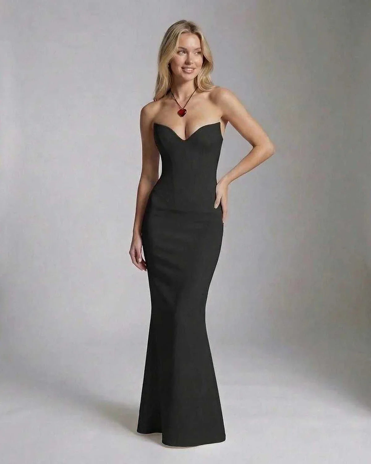 Black Satin Gown Round Neck Long Sleeve Maxi Dress | Formal Events, Cocktail Parties & Wedding Guest, front view | Ramblion | SKU: CMD-783945612-black-L-4483,CMD-783945612-black-M-1117,CMD-783945612-black-S-6170,CMD-783945612-black-XL-2910,CMD-783945612-black-XS-9849