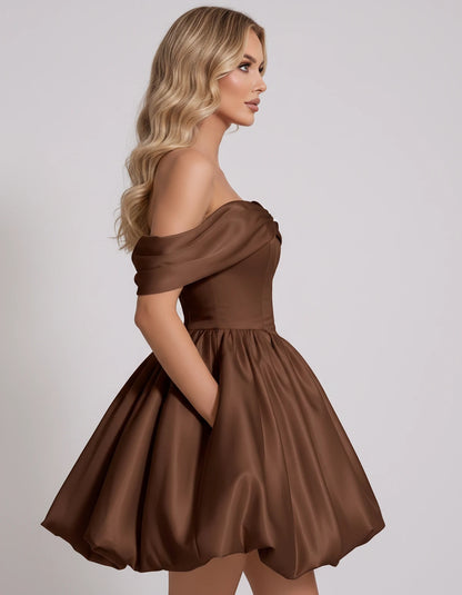 Alcyone Mini Dresses — Brown | SKU: RB-0af8b3-brown-2,RB-0af8b3-brown-4,RB-0af8b3-brown-6,RB-0af8b3-brown-8,RB-0af8b3-brown-10,RB-0af8b3-brown-12,RB-0af8b3-brown-14,RB-0af8b3-brown-16,RB-0af8b3-brown-16W,RB-0af8b3-brown-18W,RB-0af8b3-brown-20W,RB-0af8b3-brown-22W