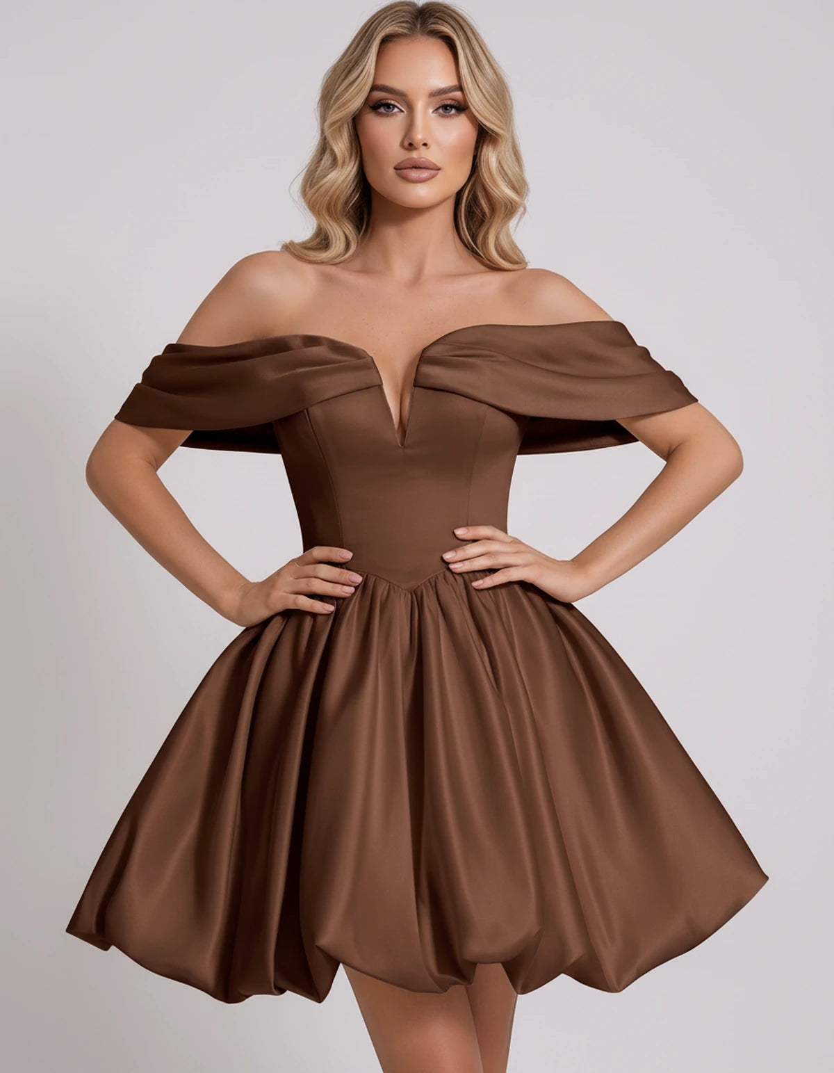 Alcyone Mini Dresses — Brown | SKU: RB-0af8b3-brown-2,RB-0af8b3-brown-4,RB-0af8b3-brown-6,RB-0af8b3-brown-8,RB-0af8b3-brown-10,RB-0af8b3-brown-12,RB-0af8b3-brown-14,RB-0af8b3-brown-16,RB-0af8b3-brown-16W,RB-0af8b3-brown-18W,RB-0af8b3-brown-20W,RB-0af8b3-brown-22W
