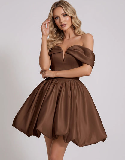 Alcyone Mini Dresses — Brown | SKU: RB-0af8b3-brown-2,RB-0af8b3-brown-4,RB-0af8b3-brown-6,RB-0af8b3-brown-8,RB-0af8b3-brown-10,RB-0af8b3-brown-12,RB-0af8b3-brown-14,RB-0af8b3-brown-16,RB-0af8b3-brown-16W,RB-0af8b3-brown-18W,RB-0af8b3-brown-20W,RB-0af8b3-brown-22W