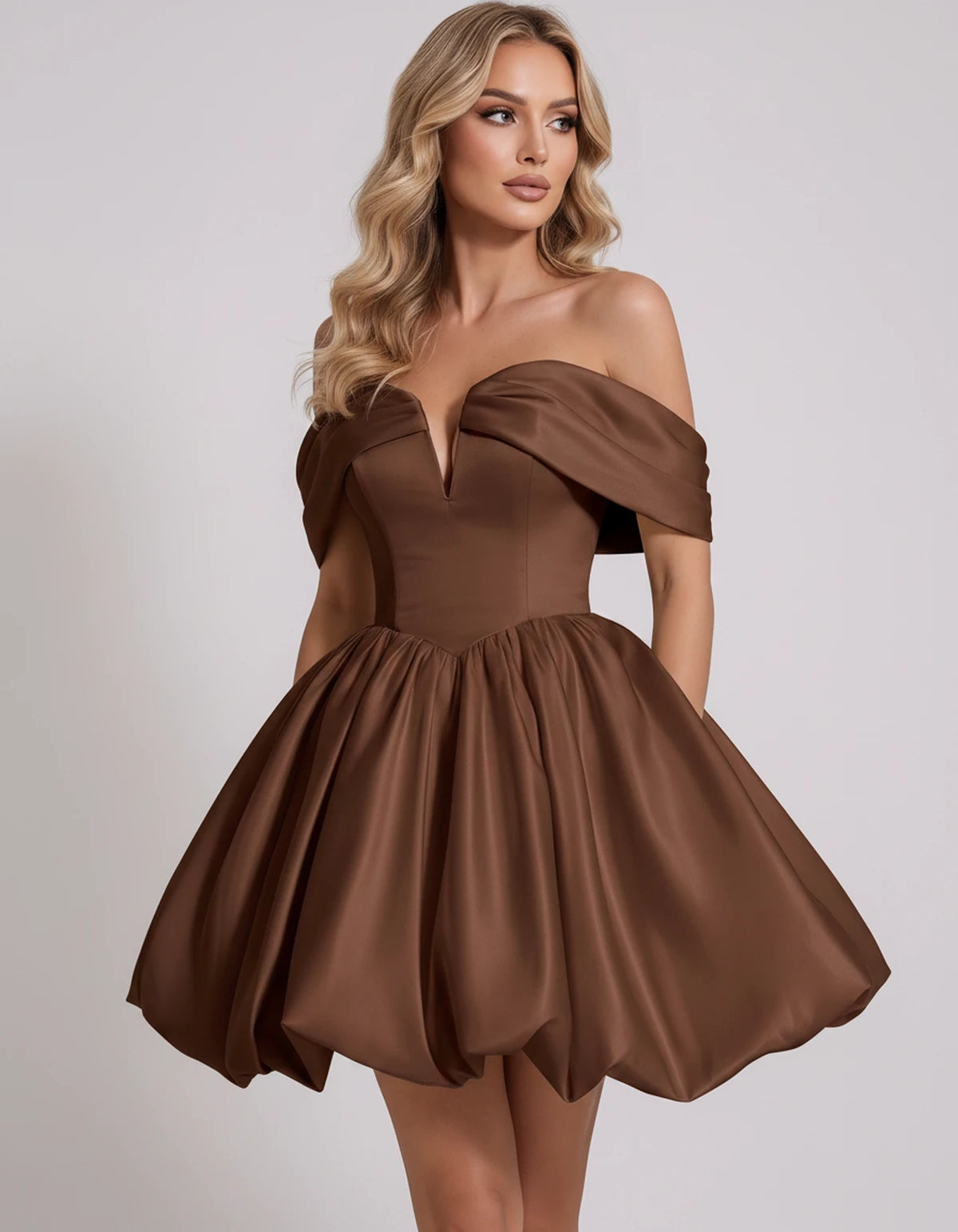 Alcyone Mini Dresses — Brown | SKU: RB-0af8b3-brown-2,RB-0af8b3-brown-4,RB-0af8b3-brown-6,RB-0af8b3-brown-8,RB-0af8b3-brown-10,RB-0af8b3-brown-12,RB-0af8b3-brown-14,RB-0af8b3-brown-16,RB-0af8b3-brown-16W,RB-0af8b3-brown-18W,RB-0af8b3-brown-20W,RB-0af8b3-brown-22W