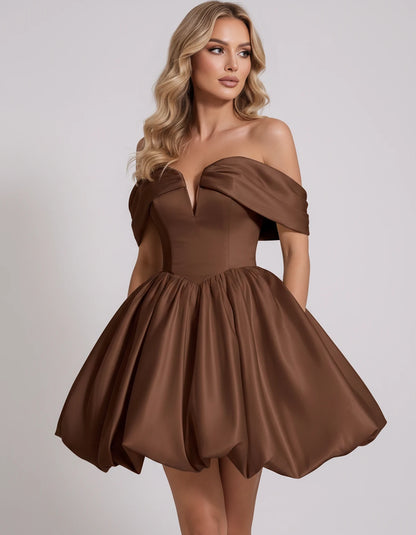 Alcyone Mini Dresses — Brown | SKU: RB-0af8b3-brown-2,RB-0af8b3-brown-4,RB-0af8b3-brown-6,RB-0af8b3-brown-8,RB-0af8b3-brown-10,RB-0af8b3-brown-12,RB-0af8b3-brown-14,RB-0af8b3-brown-16,RB-0af8b3-brown-16W,RB-0af8b3-brown-18W,RB-0af8b3-brown-20W,RB-0af8b3-brown-22W