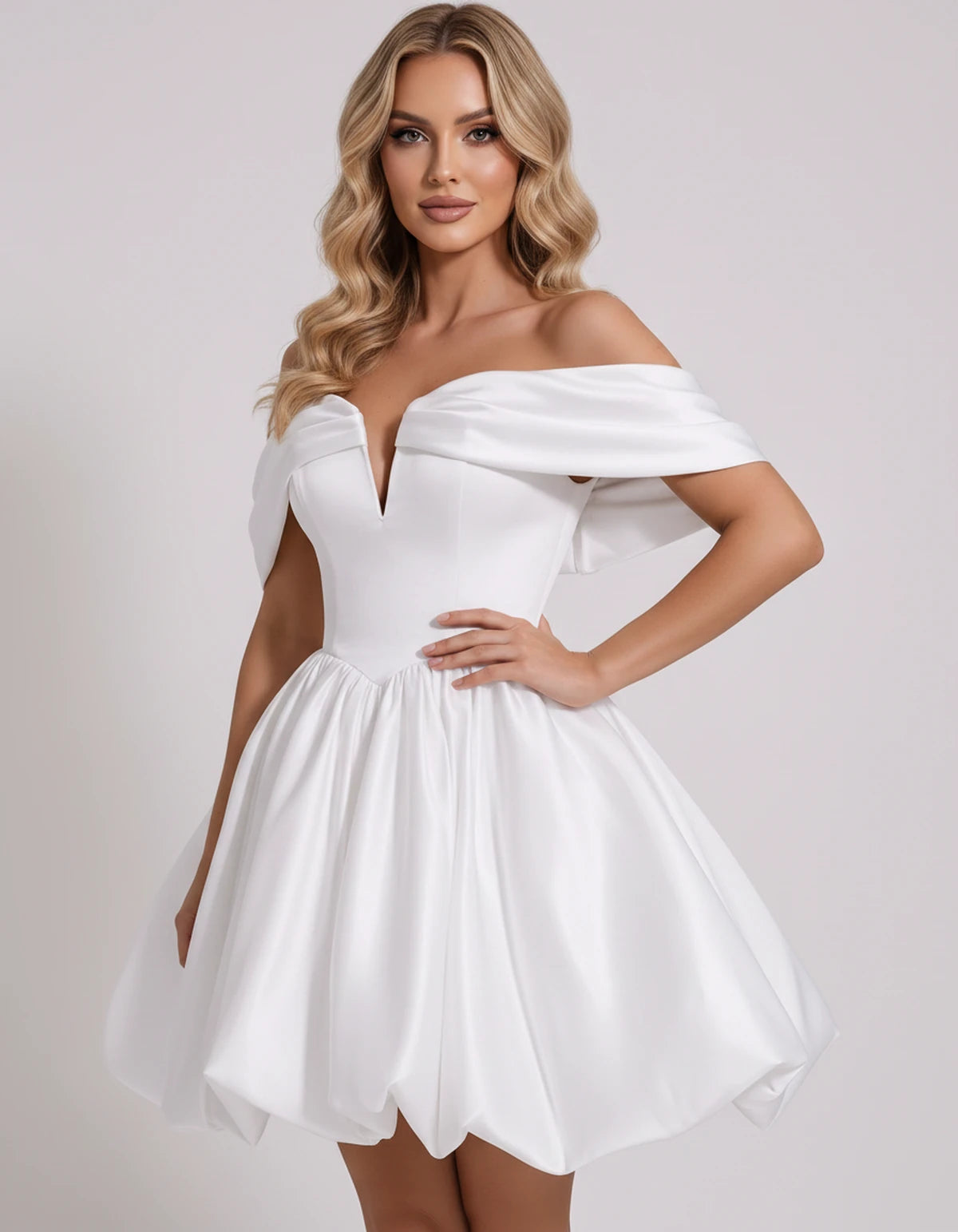 Alcyone Mini Dresses — White | SKU: RB-0af8b3-white-2,RB-0af8b3-white-4,RB-0af8b3-white-6,RB-0af8b3-white-8,RB-0af8b3-white-10,RB-0af8b3-white-12,RB-0af8b3-white-14,RB-0af8b3-white-16,RB-0af8b3-white-16W,RB-0af8b3-white-18W,RB-0af8b3-white-20W,RB-0af8b3-white-22W