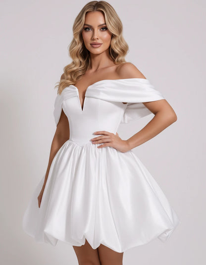 Alcyone Mini Dresses — White | SKU: RB-0af8b3-white-2,RB-0af8b3-white-4,RB-0af8b3-white-6,RB-0af8b3-white-8,RB-0af8b3-white-10,RB-0af8b3-white-12,RB-0af8b3-white-14,RB-0af8b3-white-16,RB-0af8b3-white-16W,RB-0af8b3-white-18W,RB-0af8b3-white-20W,RB-0af8b3-white-22W
